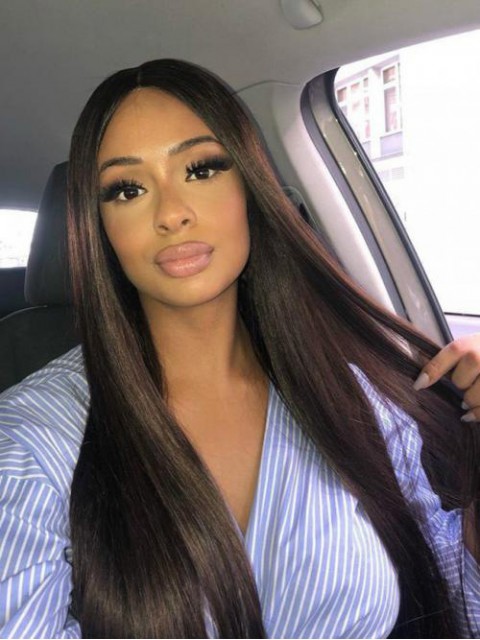 Seidige Gerade 360 Lace Frontal Perücke Mit Highlight