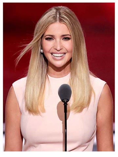 Ivanka Trump Zwei Farben Ombre Mittel-Länge Lace Front Echthaar Perücke