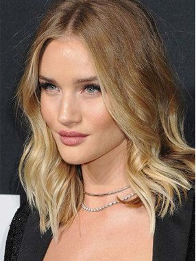 Rosie Huntington Whiteley Lang Wellig Menschenhaar Perücken