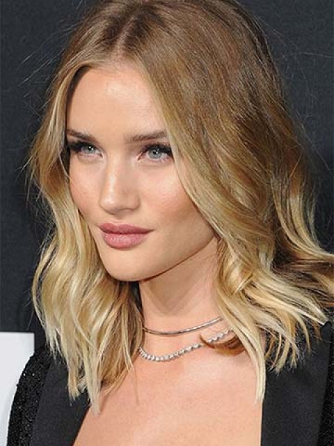 Rosie Huntington Whiteley Lang Wellig Menschenhaar Perücken