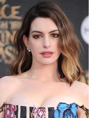 Anne Hathaway zwei Ton Farben Ombre Remy Echthaar Perücken