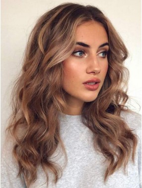 Blondes Haar Braun Wurzeln Lace Front  Synthetisch Perücke