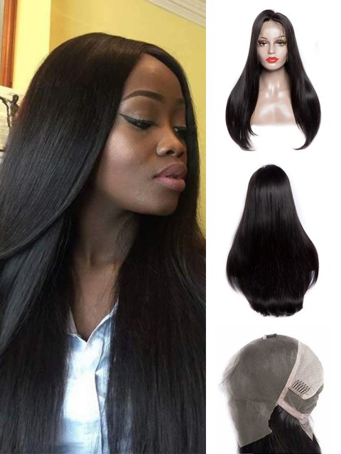 Full Lace Frontal Perücke Straight Wave Echthaar Perücken