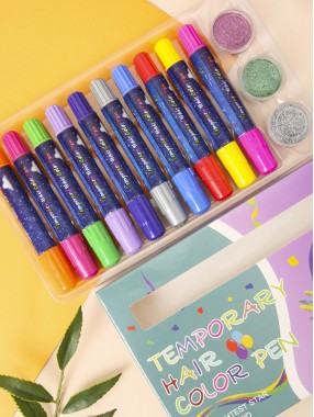 Haarfärbemittel Einweg-temporärer Haarfärbestift 10-Farben-Haarfärbemittel Crayon Glitter Powder Set