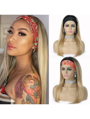 Ombre Stirnband Perücken Echthaarfarbe Stirnband Perücke Keine Lace Front Perücken Gerade Lange Blonde