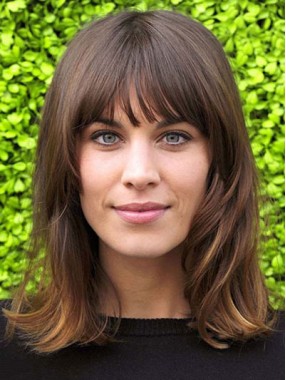 Glamorous Medium Lösen Welle Frisur Menschliches Haar Capless