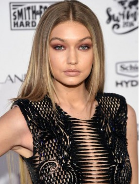 Gigi Hadid Lang Kappenlos Remy Echthaar Perücken