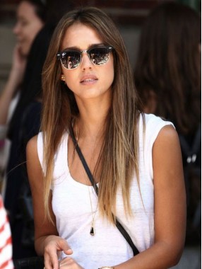 Jessica Alba Neue Lang Gerade Remy Echthaar Perücke