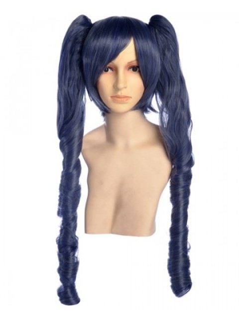 Sarin lange blaue Perücke Pferdeschwanz Cosplay