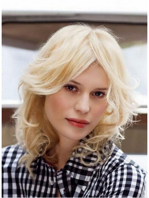 Easy Mittel Layered Hairstyles Mit Welling Blond Perücken