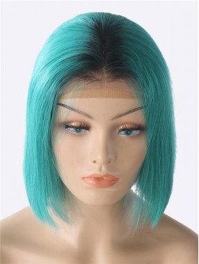 180% Dichte blau kurze 13 * 6 Inch Spitzenfront Echthaar Perücke mit Babyhaar