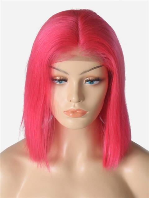 180% 1B/rosa 13*6 Inch Ombre kurze gerade Bob Spitzenfront Perücke