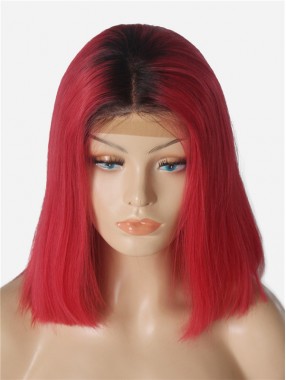 180% 1B/rot Ombre Bob 13*6 Inch Spitzenfront Echthaar Perücke