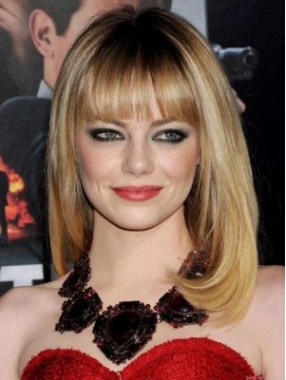 Emma Stone hellblonde Perücke mit vollem Pony